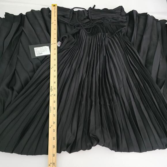 Women’s Black Pleated Cutout Maxi Dress Formal Gown Open Back Elegant Whimsical - Picture 8 of 10
